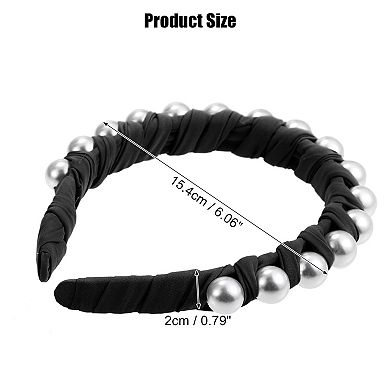 Faux Pearl Braided Tape Headband Fashion Hairband for Women 0.79" Wide