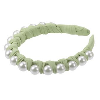 Faux Pearl Braided Tape Headband Fashion Hairband for Women 0.79" Wide