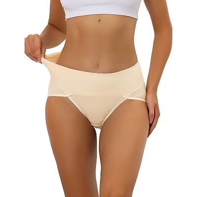 Women's High-Cut Ribbed High Waist Tummy Control Underwear