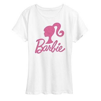 Women's Barbie® Logo Pink Glitter Graphic Tee