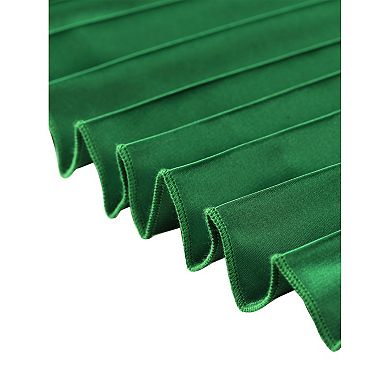 Plus Size Pleated Skirt for Women Stretched High Waist Metallic Shiny Midi Skirts