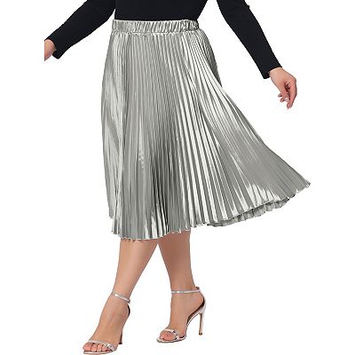 Plus size pleated metallic skirt best sale