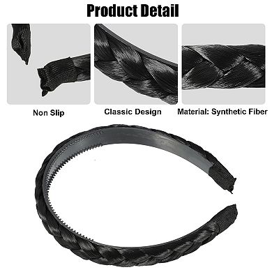 Headband Synthetic Hair Plaited Headband Braid Braided 0.59 Inch Wide