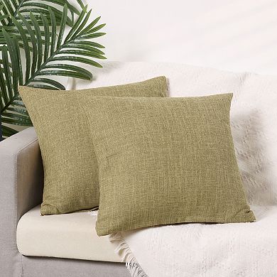 Linen Solid Contemporary Indoor Outdoor Decorative Throw Pillow Cover 2 Packs 18" x 18"