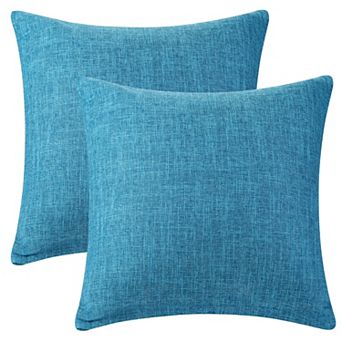 Linen Solid Color Contemporary Indoor Outdoor Decorative Throw Pillow Cover 2 Pack 18"x18"