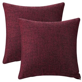 Linen Solid Color Contemporary Indoor Outdoor Decorative Throw Pillow Cover 2 Pack 18"x18"