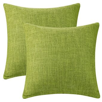Linen Solid Color Contemporary Indoor Outdoor Decorative Throw Pillow Cover 2 Pack 18"x18"