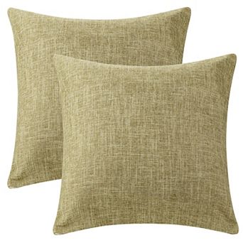 Linen Solid Color Contemporary Indoor Outdoor Decorative Throw Pillow Cover 2 Pack 18"x18"