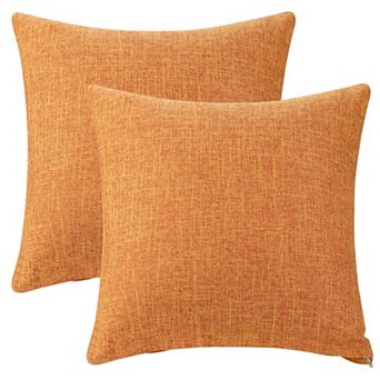 Linen Solid Color Contemporary Indoor Outdoor Decorative Throw Pillow Cover 2 Pack 18"x18"