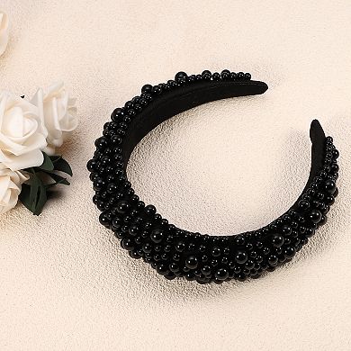 Faux Pearls Padded Headband Sponge Wide Brim Headband