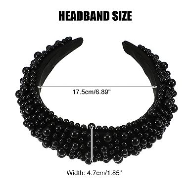 Faux Pearls Padded Headband Sponge Wide Brim Headband