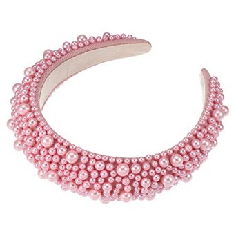 Faux Pearls Padded Headband Sponge Wide Brim Headband