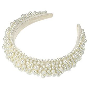 Faux Pearls Padded Headband Sponge Wide Brim Headband
