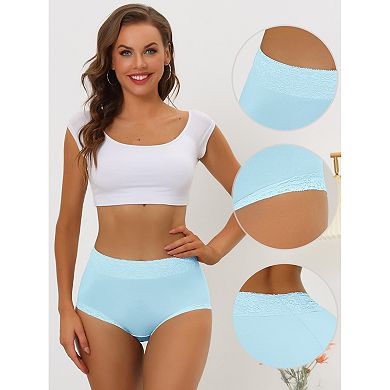 Women's Cotton Underwear High-Rise Lace Trim Tummy Control Full Coverage Brief