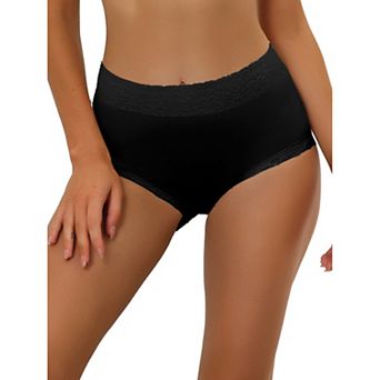 Women's Cotton Underwear High-Rise Lace Trim Tummy Control Full Coverage Brief