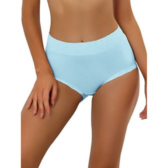 Women's Cotton Underwear High-Rise Lace Trim Tummy Control Full Coverage Brief