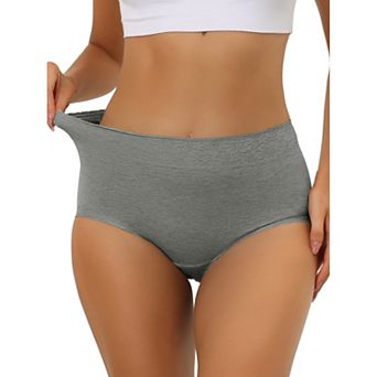 Women's Cotton Underwear High-Rise Lace Trim Tummy Control Full Coverage Brief