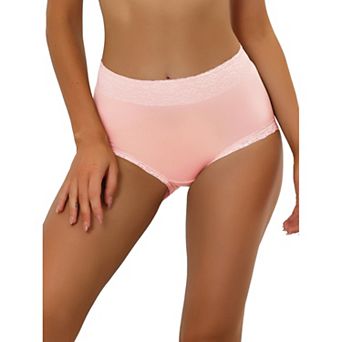 Women's Cotton Underwear High-Rise Lace Trim Tummy Control Full Coverage Brief