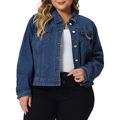 Agnes Orinda Women's Plus Size Denim Jacket Button Front Crop Jean Short  Sleeve Trucker Jackets Blue 1X : : Clothing, Shoes & Accessories