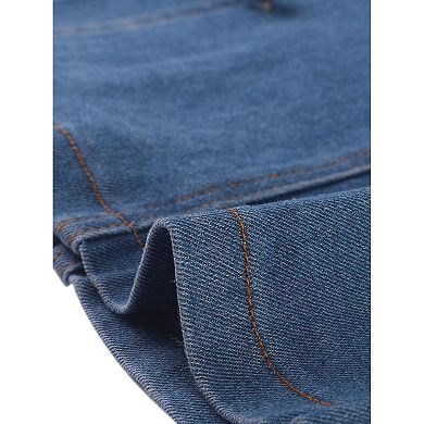 Women's Denim Shirt Dress Button Down Lapel Collared Jean Dresses With Belt Pockets