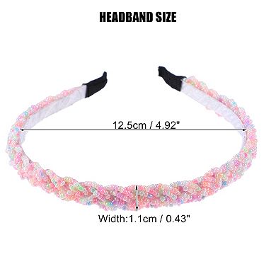 1 Pc Beaded Hair Hoop Hairband for Women 0.43 Inch Wide