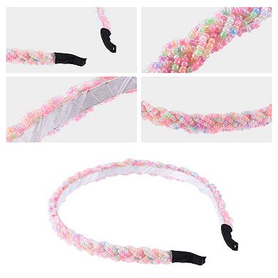 1 Pc Beaded Hair Hoop Hairband for Women 0.43 Inch Wide