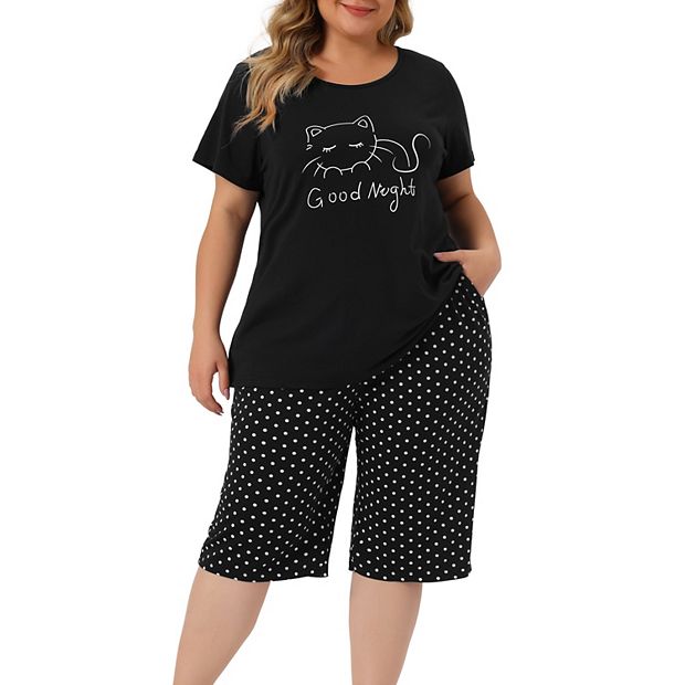 Plus Size Loungewear for Women 2 Piece Short Sleeved Tops and