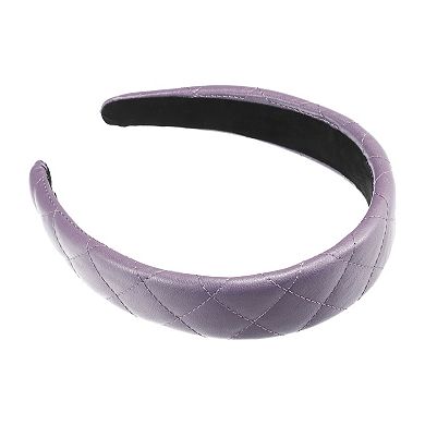 Checkered Pattern Headband Hairband for Women Faux Leather 1.2inch Wide