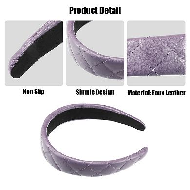 Checkered Pattern Headband Hairband for Women Faux Leather 1.2inch Wide