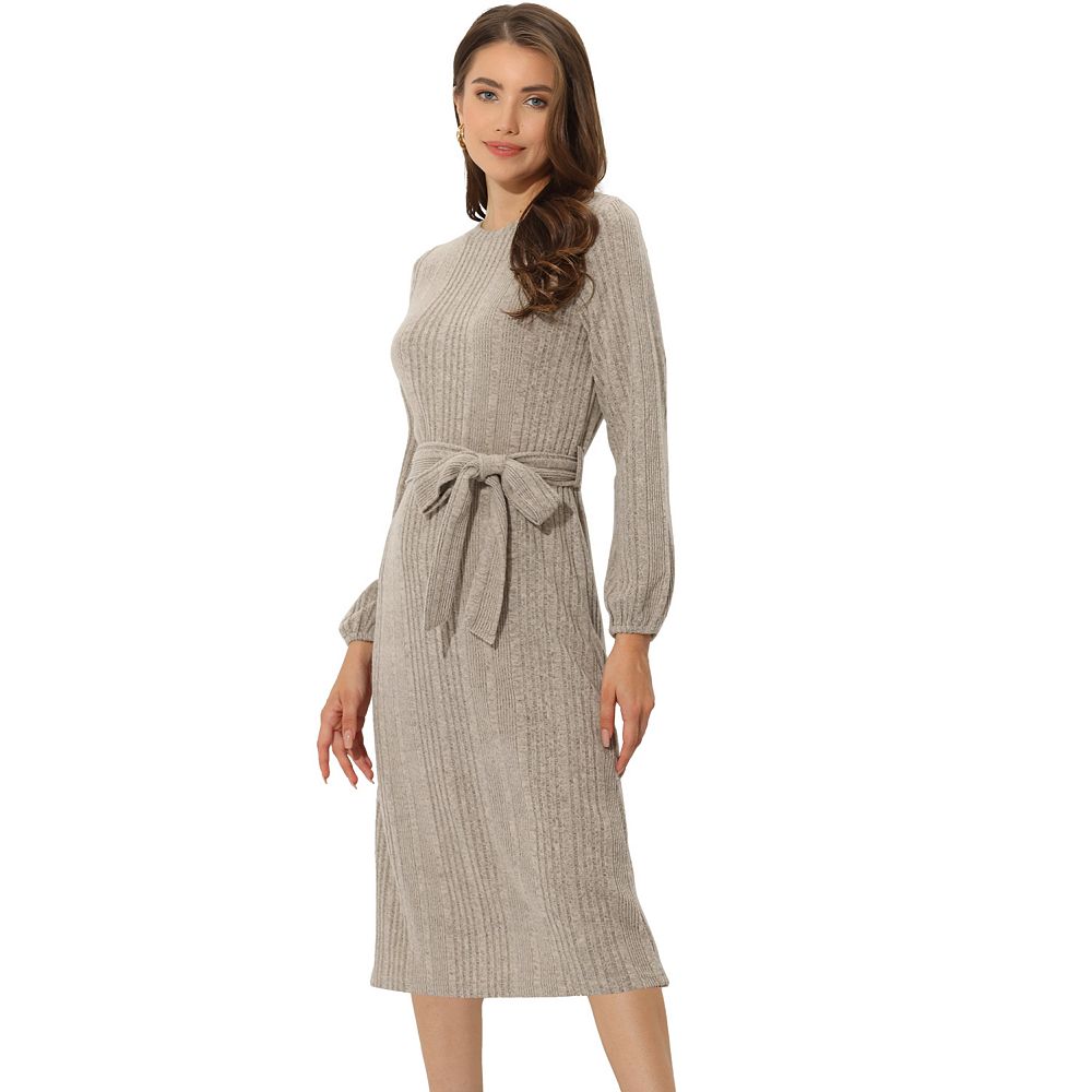 Long-sleeved One-piece collar Loose Knit Sweater Dress