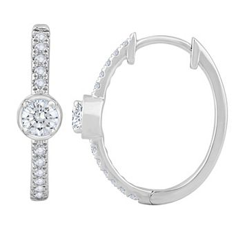 Galaxie Solaire 14k White Gold 1/2 Carat T.W. Lab-Grown Diamond Hoop Earrings