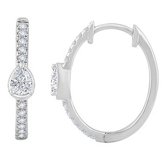 Diamond Medley 14k White Gold 1/2 Carat T.W. Lab-Grown Diamond Hoop Earrings