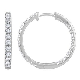 Galaxie Solaire 14k White Gold 2 Carat T.W. Lab-Grown Diamond Hoop Earrings