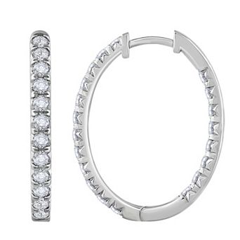 Galaxie Solaire 14k White Gold 2 Carat T.W. Lab-Grown Diamond Hoop Earrings