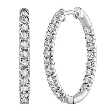 Diamond Medley 14k White Gold 2 Carat T.W. Lab-Grown Diamond Hoop Earrings
