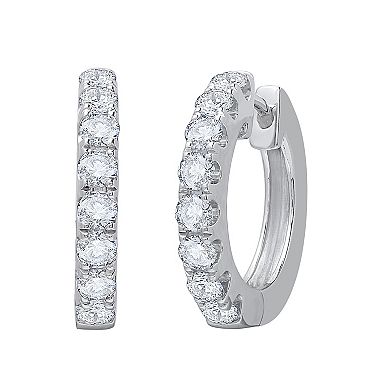 Diamond Medley 14k White Gold 1 9/10 Carat T.W. Lab Grown Diamond Hoop Earrings