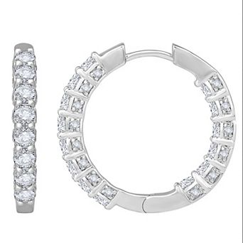 Galaxie Solaire 14k White Gold 2 9/10 Carat T.W. Lab-Grown Diamond Hoop Earrings