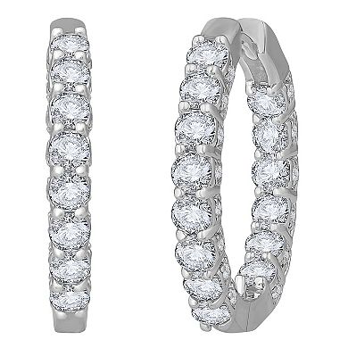 Galaxie Solaire 14k White Gold 2 9/10 Carat T.W. Lab-Grown Diamond Hoop Earrings