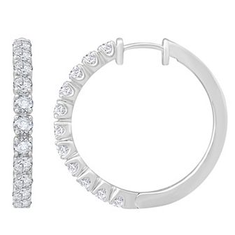 Diamond Medley 14k White Gold 2 1/5 Carat T.W. Lab-Grown Diamond Hoop Earrings