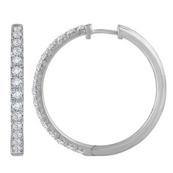 Galaxie Solaire 14k White Gold 2 Carat T.W. Lab-Grown Diamond Half-Pave Hoop Earrings