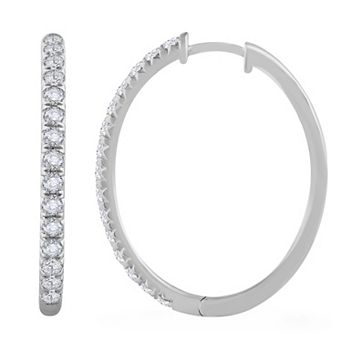 Galaxie Solaire 14k White Gold 2 Carat T.W. Lab-Grown Diamond Skinny Oversized Hoop Earrings