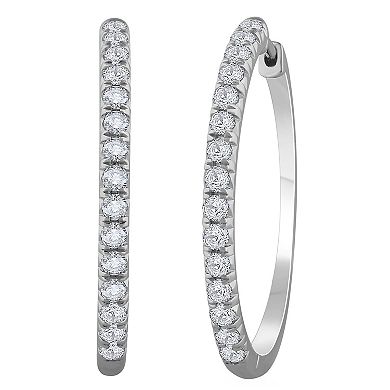 Galaxie Solaire 14k White Gold 2 Carat T.W. Lab-Grown Diamond Skinny Oversized Hoop Earrings