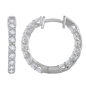 Galaxie Solaire 14k White Gold 2 Carat T.W. Lab-Grown Diamond Hoop Earrings