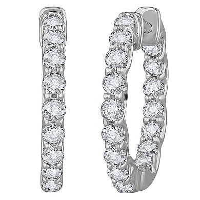 Galaxie Solaire 14k White Gold 2 Carat T.W. Lab-Grown Diamond Hoop Earrings