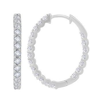 Galaxie Solaire 14k White Gold 2 Carat T.W. Lab-Grown Diamond Hoop Earrings