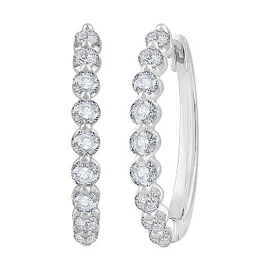 Diamond Medley 14k White Gold 2 Carat T.W. Lab-Grown Diamond Hoop Earrings