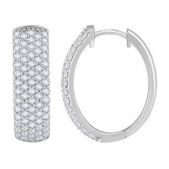 Galaxie Solaire 14k White Gold 2 Carat T.W. Lab-Grown Diamond Triple Pave Hoop Earrings