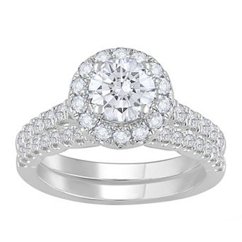 Galaxie Solaire 14k White Gold 2 Carat T.W. Lab-Grown Diamond Engagement Ring & Wedding Ring Set
