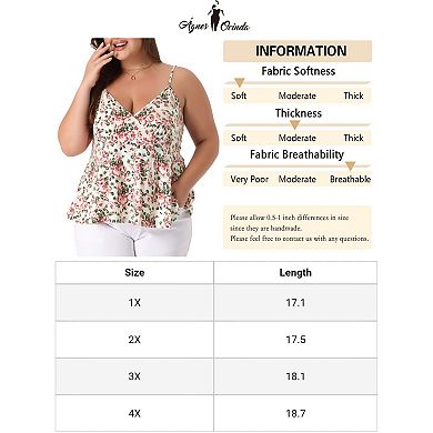 Plus Size Tank Tops For Women V Neck Adjustable Strap Loose Fit Flowy Rose Floral Sleeveless Shirt
