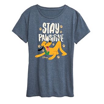 Disney's Pluto Women's Stay Pawsitive Graphic Tee